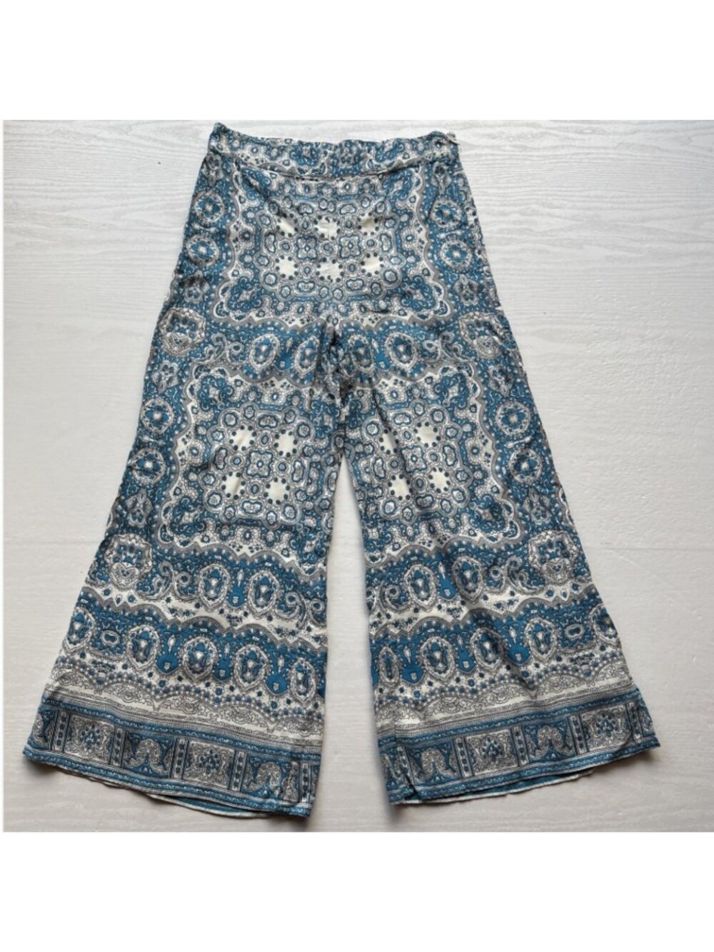 Feather Bone Anthropologie Wide Leg Palazzo Pants‎ Womens 2 Paisley Linen Blend